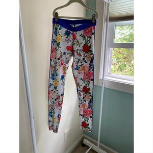 H&M floral leggings blue metallic details